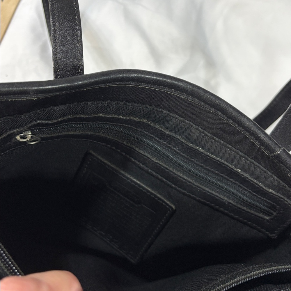 Coach New York Neoprene Tote Bag Black Leather Trim Center Zip Purse - Picture 9 of 11